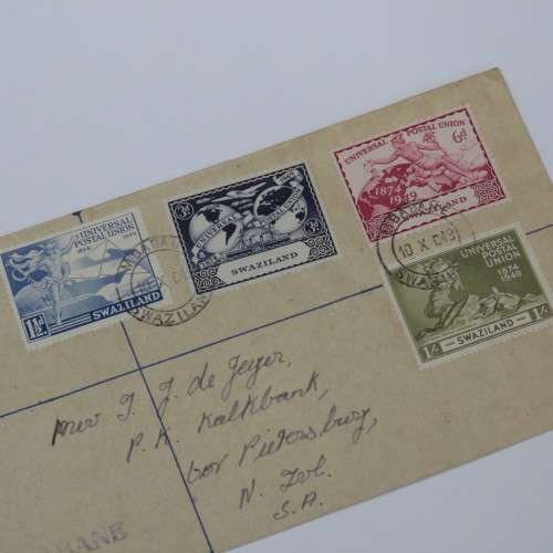 Swaziland SACC 47-50 on Mbabane registered cover 10 Oct 1949