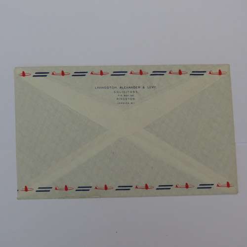 Airmail cover sent from Kingston, Jamaica to Mahe, Seychelles with 9 colorful Jamaican stamps