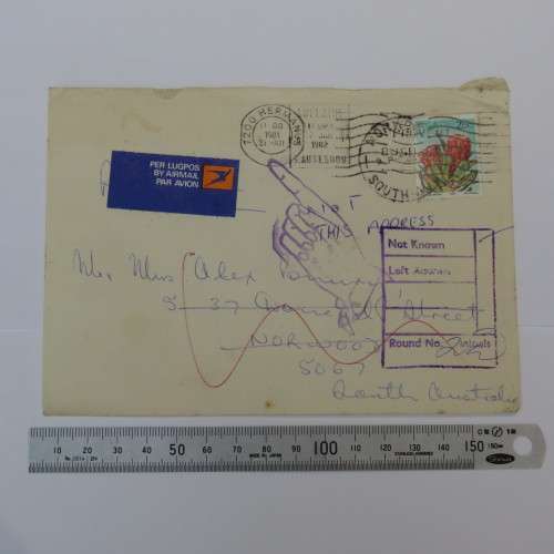 Airmail letter from Hermanus, South Africa to Norwood, South Australia