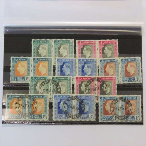 SACC 70-74 Coronation of George 6 Pairs hinged mint and used