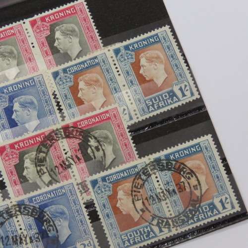 SACC 70-74 Coronation of George 6 Pairs hinged mint and used