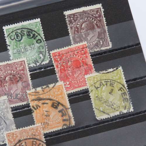 Australia lot of 13 King George V stamps in various shades - 1/2 penny to 5 penny