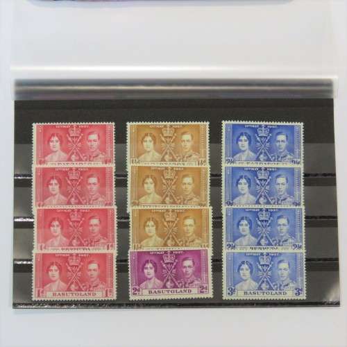 Lot of 12 George 6 stamps mint hinged - Barbados, Bechuanaland, Bermuda, Basutoland