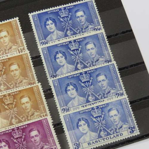 Lot of 12 George 6 stamps mint hinged - Barbados, Bechuanaland, Bermuda, Basutoland
