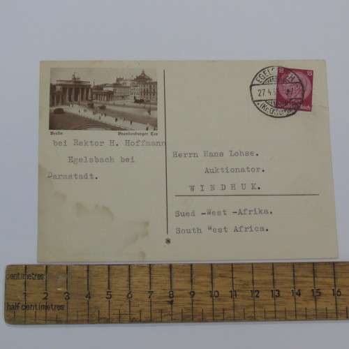 1935 Pre WW2 Postcard from Egelsbach, Germany to Windhoek, South West Africa