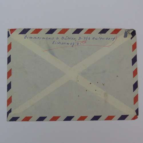 Airmail cover from Germany to Witbank, South Africa - Marked with sticker unknown