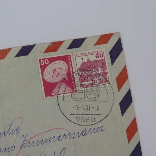 Airmail cover from Germany to Witbank, South Africa - Marked with sticker unknown