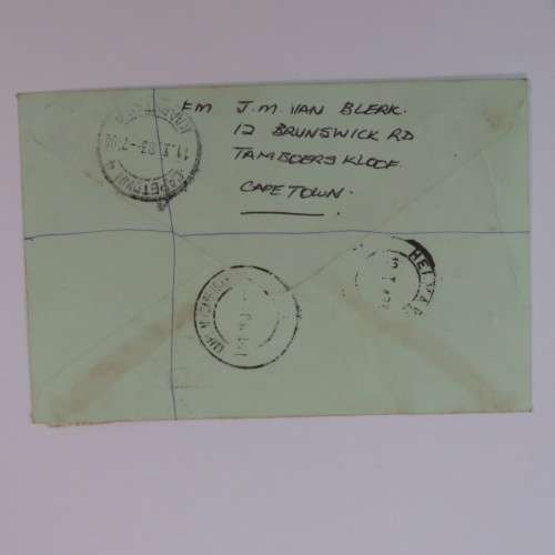 Registered express cover from Cape Town to Hermanus, South Africa