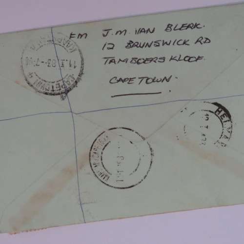 Registered express cover from Cape Town to Hermanus, South Africa