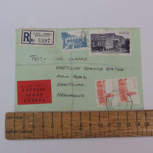 Registered express cover from Cape Town to Hermanus, South Africa
