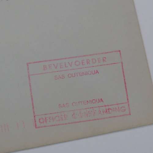 Postal cover and card for commissioning of SAS Outeniqua posted 1993