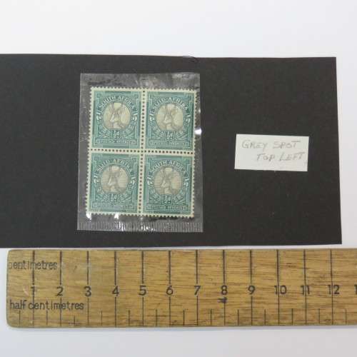 SACC 113 Error stamp block of 4 with grey spot top left stamp - Mint