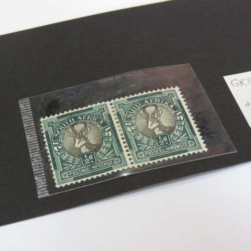SACC 113 with error vertical line between/above horns on English stamp plus blob over hyphen