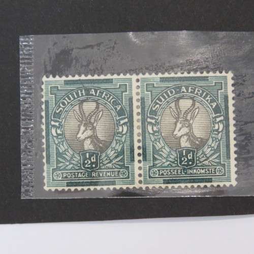 SACC 113 with error vertical line between/above horns on English stamp plus blob over hyphen