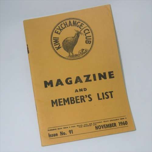 Kiwi Exchange Club magazine and Member`s List - November 1960