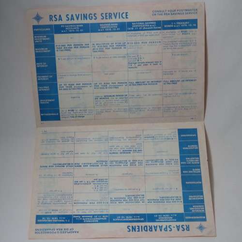 Post Office 1978 Tax-free investments pamphlet