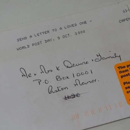 Letter sent inside South Africa with Incorrect postcode tag
