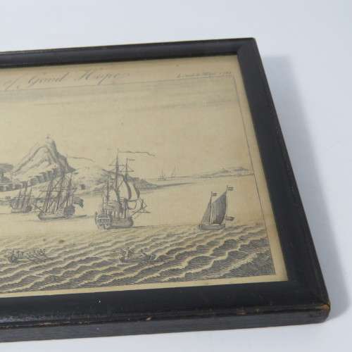 London Mag 1754 copper engraving etching of the Cape of Good Hope - framed