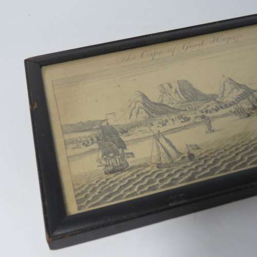 London Mag 1754 copper engraving etching of the Cape of Good Hope - framed