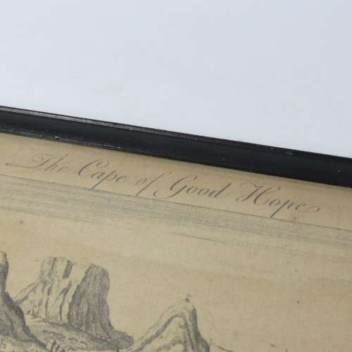 London Mag 1754 copper engraving etching of the Cape of Good Hope - framed