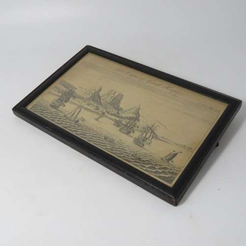London Mag 1754 copper engraving etching of the Cape of Good Hope - framed