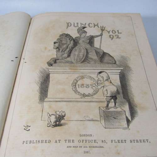 1887 Bound volume of Punch magazine - some damage