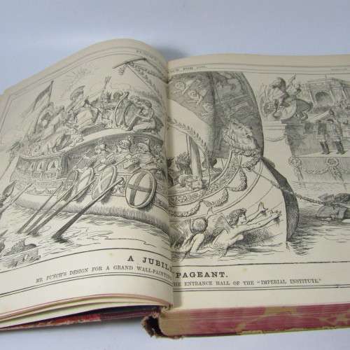 1887 Bound volume of Punch magazine - some damage