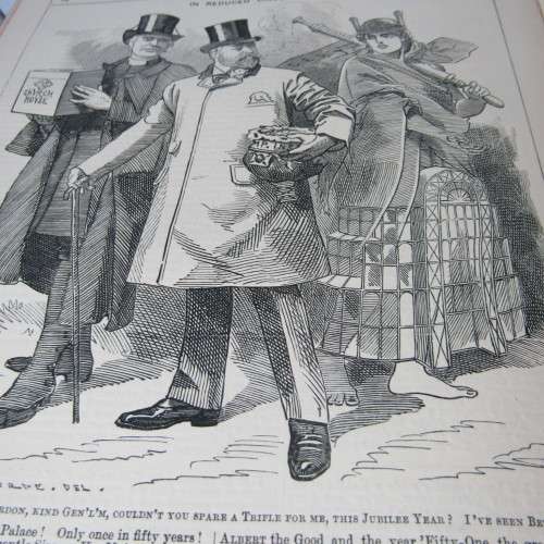 1887 Bound volume of Punch magazine - some damage