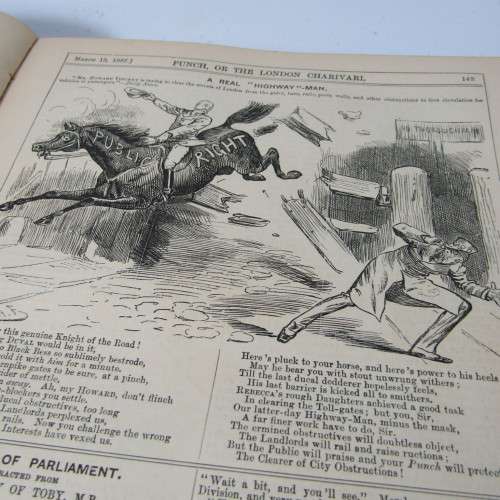1887 Bound volume of Punch magazine - some damage