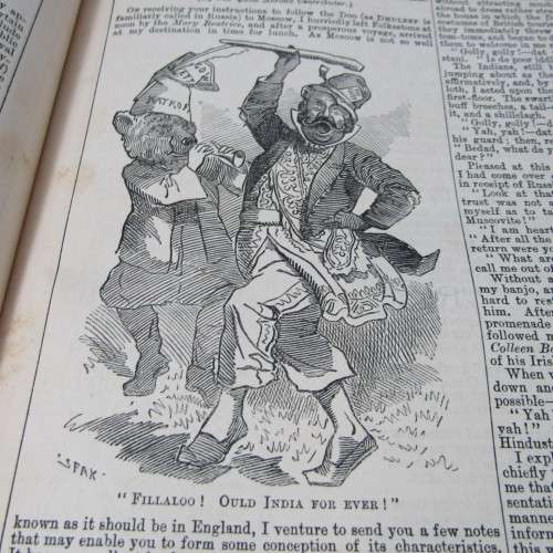 1887 Bound volume of Punch magazine - some damage