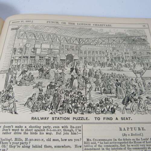 1887 Bound volume of Punch magazine - some damage
