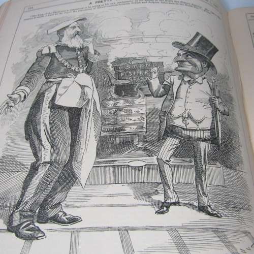 1887 Bound volume of Punch magazine - some damage
