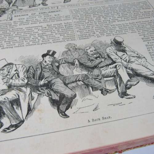 1886 Bound volume of Punch magazine - some damage
