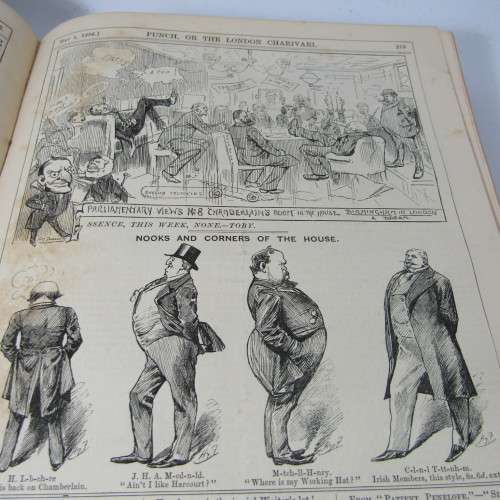 1886 Bound volume of Punch magazine - some damage