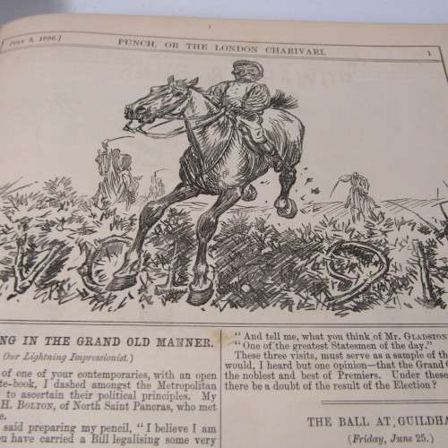 1886 Bound volume of Punch magazine - some damage