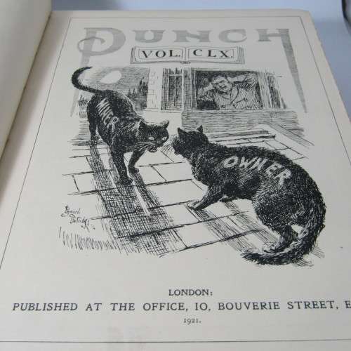 1921 Bound volume of Punch magazine - some damage