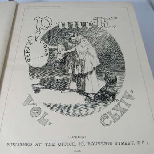 1923 Bound volume of Punch magazine - some damage