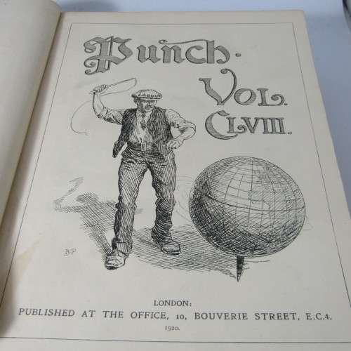 1920 Bound volume of Punch magazine - some damage