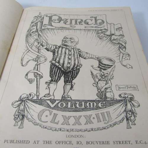 1932 Bound volume of Punch magazine - Jan to June and Jul to Dec - some damage