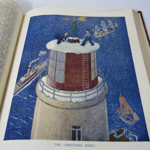1932 Bound volume of Punch magazine - Jan to June and Jul to Dec - some damage