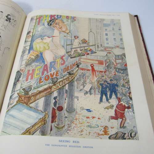 1932 Bound volume of Punch magazine - Jan to June and Jul to Dec - some damage