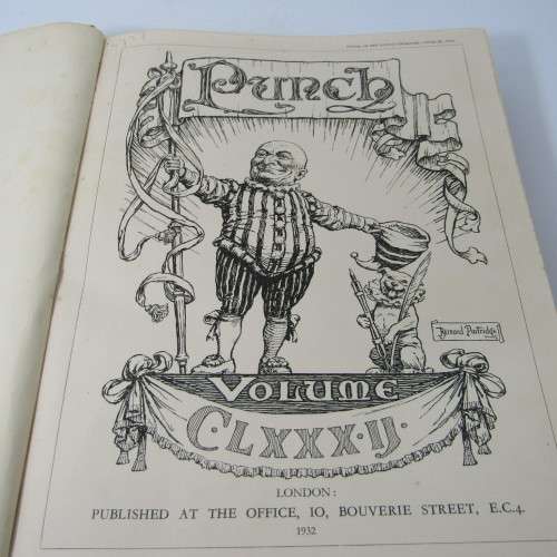 1932 Bound volume of Punch magazine - Jan to June and Jul to Dec - some damage
