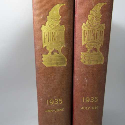 1935 Bound volume of Punch magazine - Jan to June and Jul to Dec - some damage