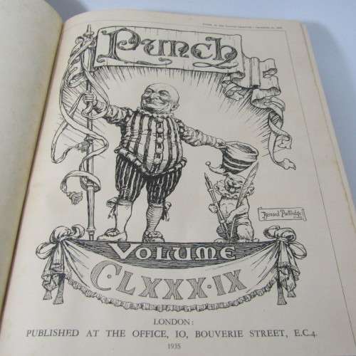 1935 Bound volume of Punch magazine - Jan to June and Jul to Dec - some damage