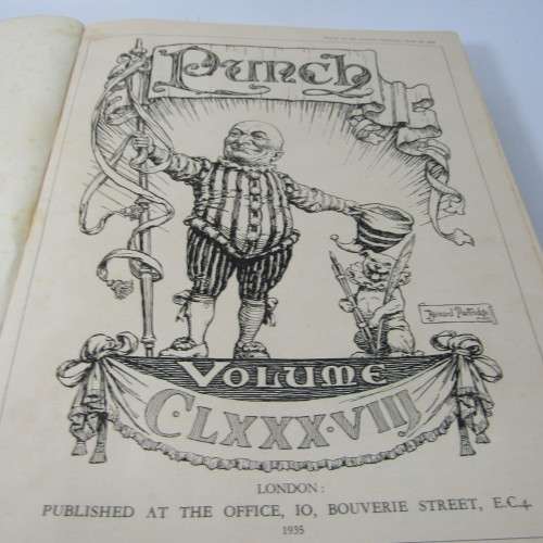 1935 Bound volume of Punch magazine - Jan to June and Jul to Dec - some damage