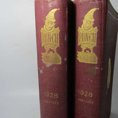 1928 Bound volume of Punch magazine - Jan to June and Jul to Dec - some damage