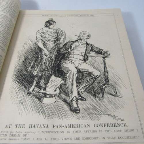 1928 Bound volume of Punch magazine - Jan to June and Jul to Dec - some damage