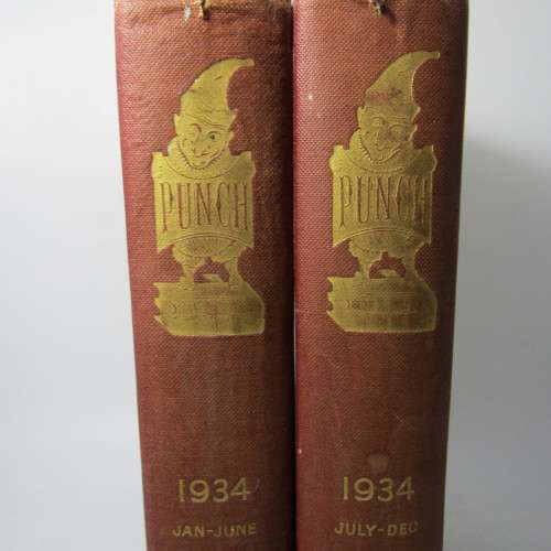1934 Bound volume of Punch magazine - Jan to June and Jul to Dec - some damage