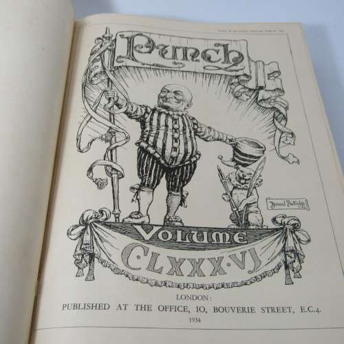 1934 Bound volume of Punch magazine - Jan to June and Jul to Dec - some damage