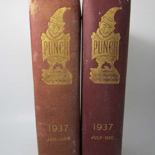 1937 Bound volume of Punch magazine - Jan to June and Jul to Dec - some damage
